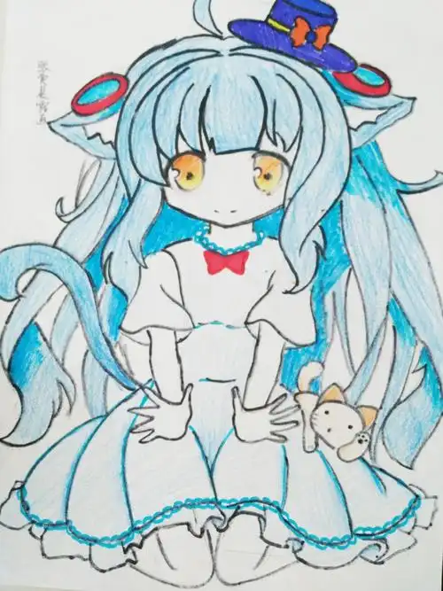 q版猫耳小女孩张贾晨露画