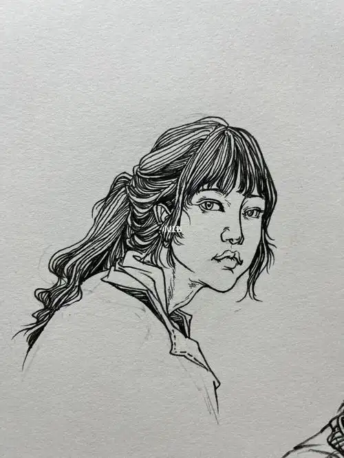 女青年头部#速写人物  #速写  #速写人物素材  #头部  #素材