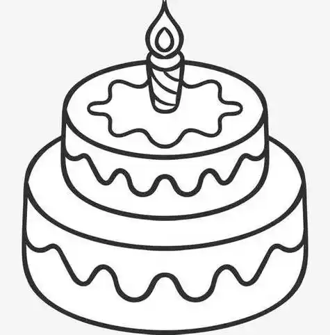 黑白简笔画蛋糕有图案 简笔画图片大全-普车都