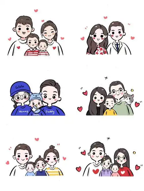 q版全家福简笔画简单