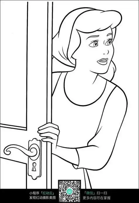 女孩开门看外面人物卡通图片小孩简笔画图片小孩简笔画设计素材三开门