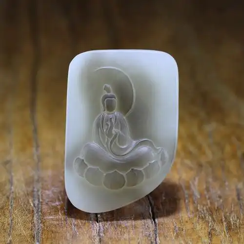 新疆和田玉白玉籽料羊脂玉精品吊坠苏工大师无相观音西枫玉雕