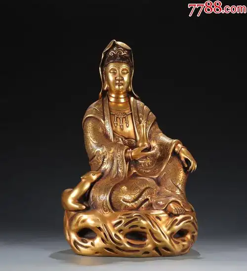 铜鎏金观音造像摆件a21s88f-价格:13500元-se84454219-铜像/铜佛像