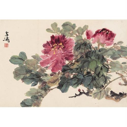 王雪涛牡丹书房仿古临摹画稿名家古代宣纸高清真迹画芯版画装饰画