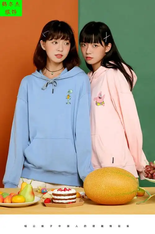 闺蜜装三人学生姐妹装ins潮bf风卡通春秋薄款四人情侣宽松卫衣女 黑色