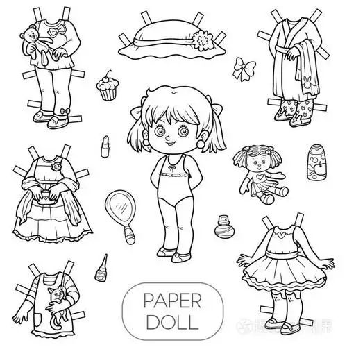 黑色和白色矢量集, 纸娃娃和衣服插画-正版商用图片0uwsqt-摄图新视界