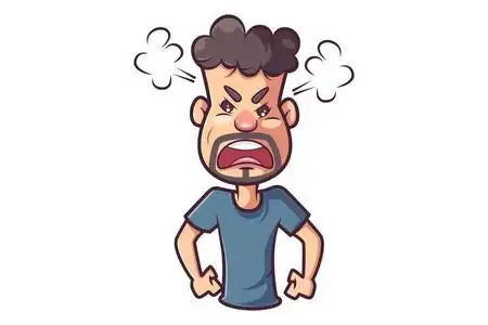 矢量卡通插图男子愤怒的表情.孤立在白色背景上.照片