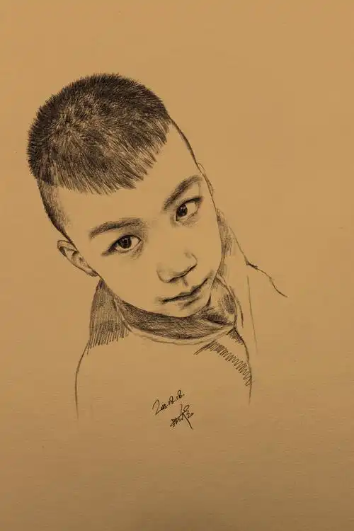 素描作品-可耐的小朋友