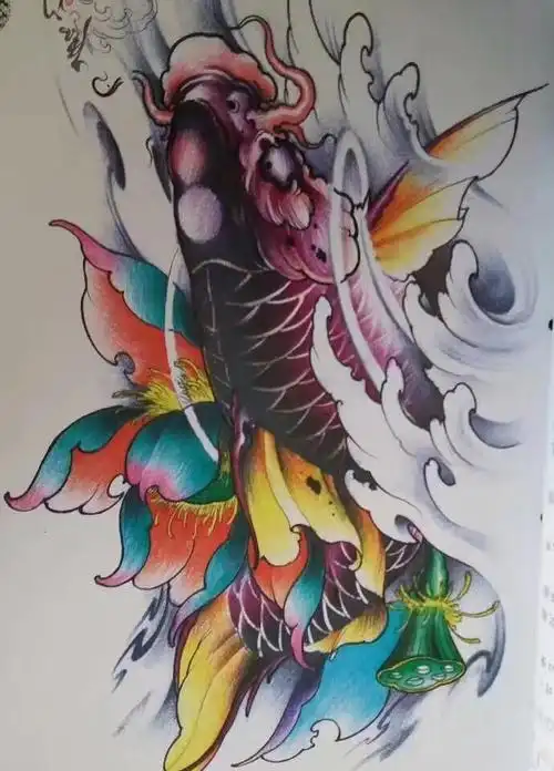 鱼手稿_纹身图案手稿图片_王猛的纹身作品集