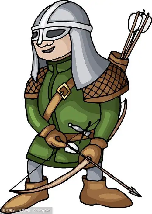 卡通的中世纪弓箭手