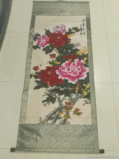 首页 零售 花鸟国画原作 >> 山东著名女画家马桂芳四尺工笔牡丹(真迹)