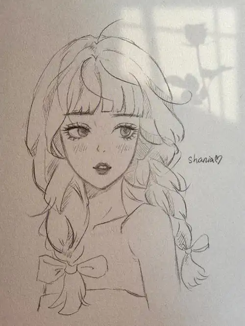 温柔了岁月手绘临摹少女漫画速写随笔摸鱼温柔插画我爱画画绘画铅笔画