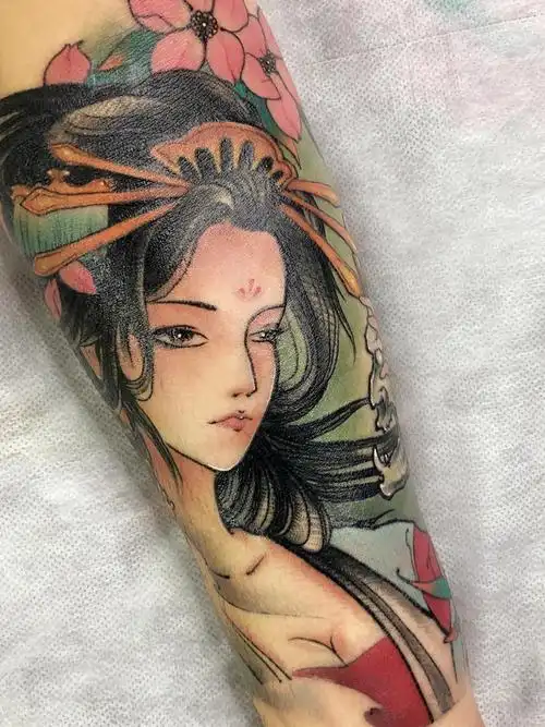 小臂艺伎_纹身图案手稿图片_八一的纹身作品集