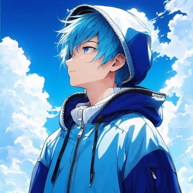 动漫男头蓝天(2)蓝发 蓝天白云下,有人习以为常,有人欣喜若狂