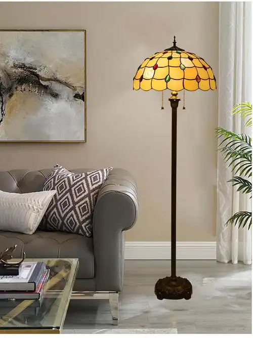 蒂凡尼落地灯欧美式蒂凡尼田园巴洛克风落地卧室办公室客厅沙发琉璃