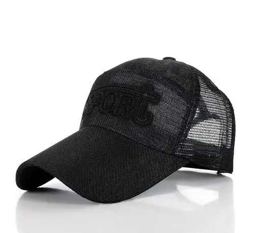 夏季户外运动男士亚麻网帽棒球帽 遮阳防晒钓鱼太阳帽子厂家直.