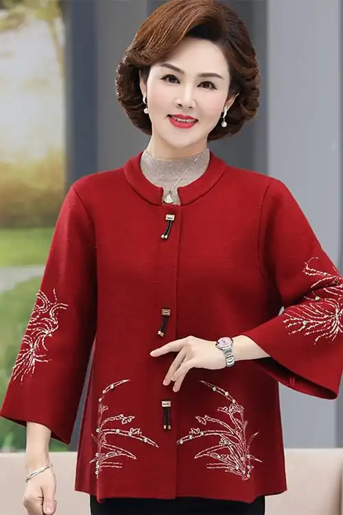 2023秋冬季妈妈结婚宴礼服喜服婆婆短款外套女儿兔年本命年上衣服