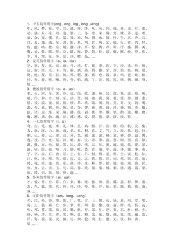 汉字押韵常用字表.docx