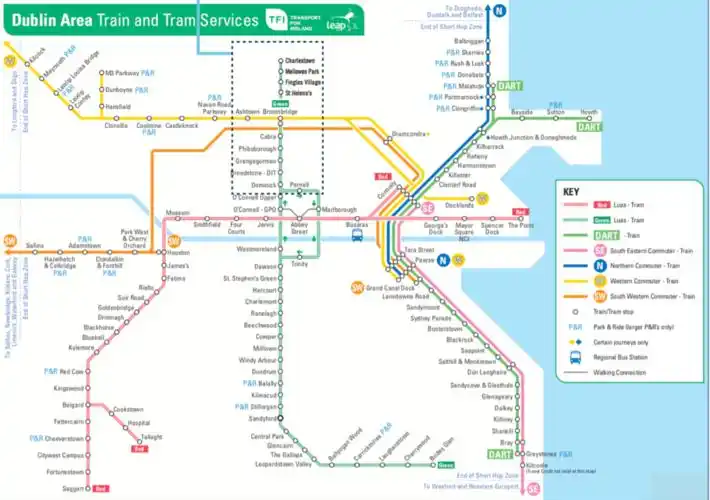 以上为都柏林轨道交通示意图  (图片来自网络,如有侵权请联系删除)