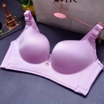 古今直销竖拉丝光面按摩珠无痕内衣舒适聚拢调整型nb无钢圈文胸 紫色