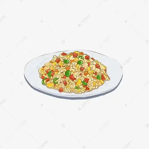 卡通手绘美食五彩炒饭免抠素材下