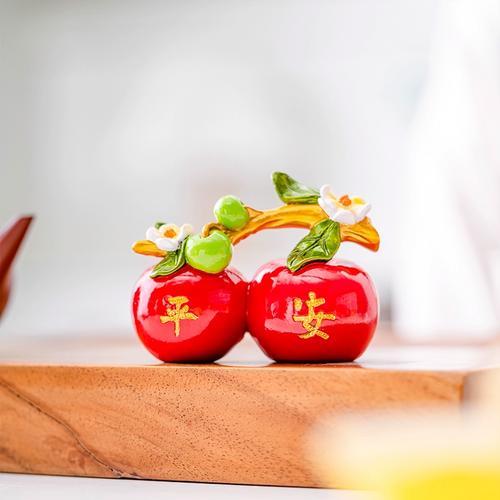 招财客厅电视酒柜装饰品乔迁新居平安夜礼品福禄平安苹果摆件中式