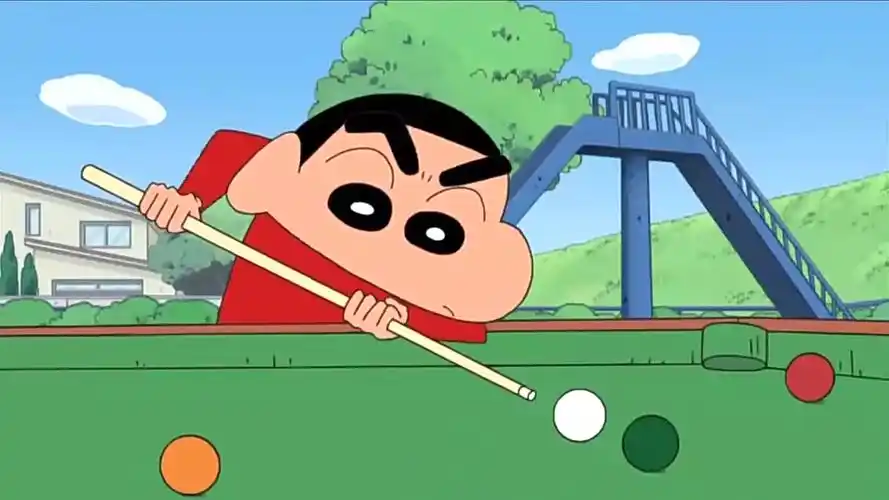 中日动漫比拼,蜡笔小新:以妮妮为赌注的台球比赛,风间和正男都默念