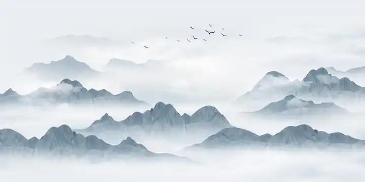 新中式意境水墨山水画图片