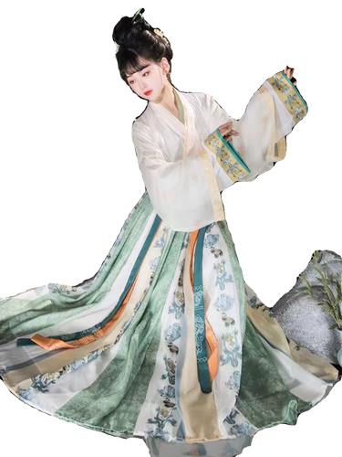 中国风原创汉服女魏晋交领齐腰褶皱裙日常改良主腰明制八破裙古装