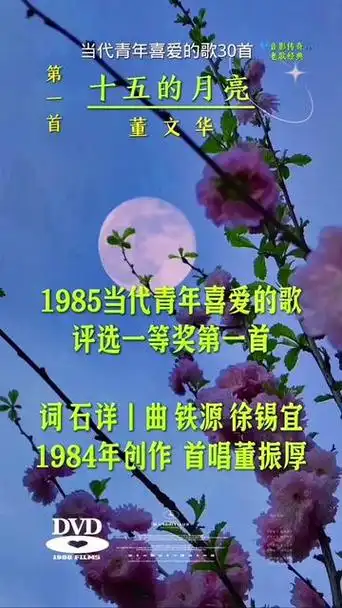 80年代当代青年喜爱的歌评选获奖歌曲第一首《十五的月亮》
