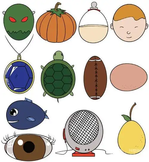 椭圆形物品简笔画画法圆形简笔画自学儿童画最容易学的简笔画|80张