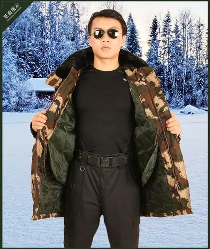 新款冬季 07式作训大衣丛林荒漠武花迷彩大衣加厚军大衣棉大衣 迷彩