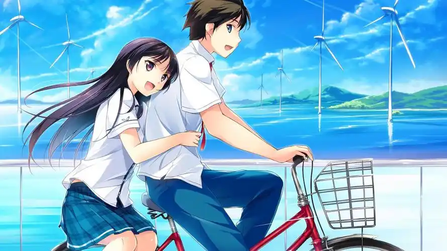 动漫情侣,恋人,单车,幸福,浪漫,旅行,壁纸