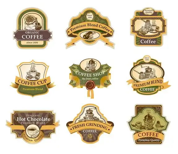 怀旧复古咖啡图标矢量素材