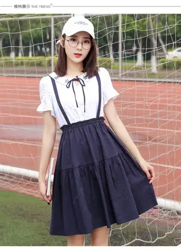 实拍2019夏装新款少女中长款连衣裙女中学生夏季韩版公主裙学院风