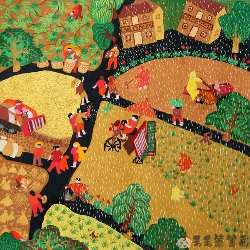 农田儿童画,丰收主题绘画 - 毛毛简笔画