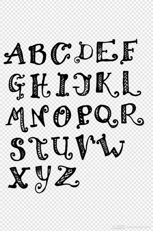英语英文26个字母艺术字免扣元素素材