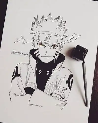 火影黑白插画手稿