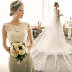 鱼尾轻婚纱礼服2023新款新娘高级质感拖尾婚纱出门主纱小个子法式