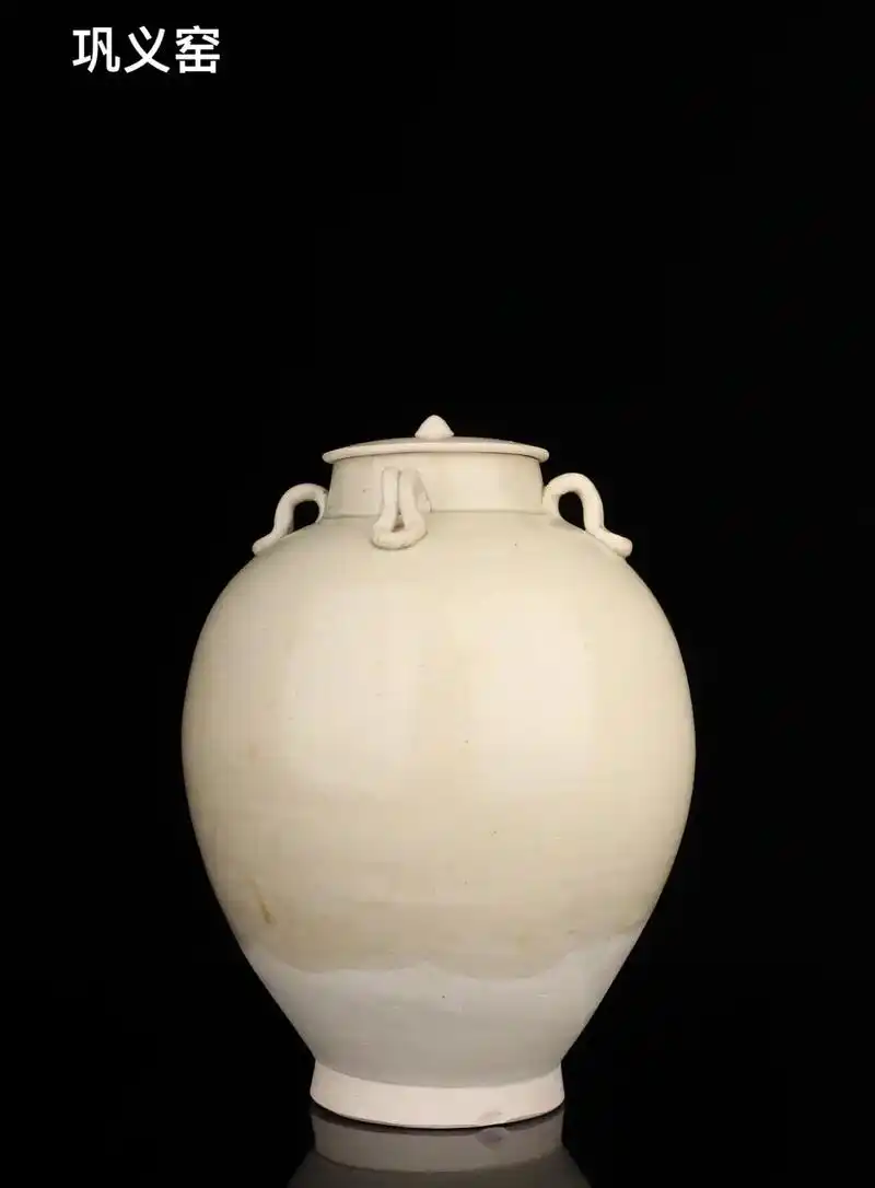 隋代巩义窑白釉四系盖罐欣赏