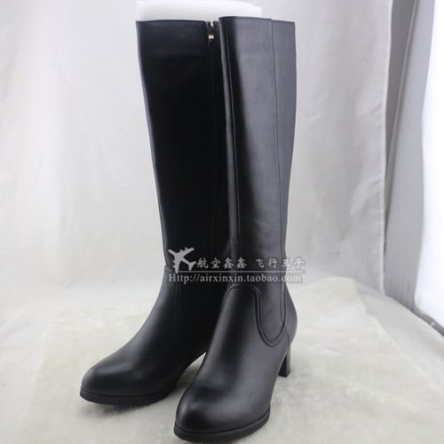 全新正品国航深航空乘空姐皮靴长筒靴中跟高跟靴高筒靴冬靴配大衣
