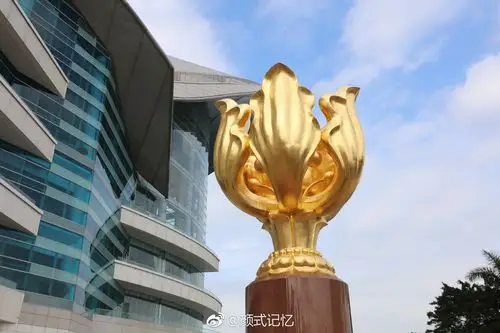 永远盛开的紫荆花一一金紫荆摄于香港会展中心金紫荆广场