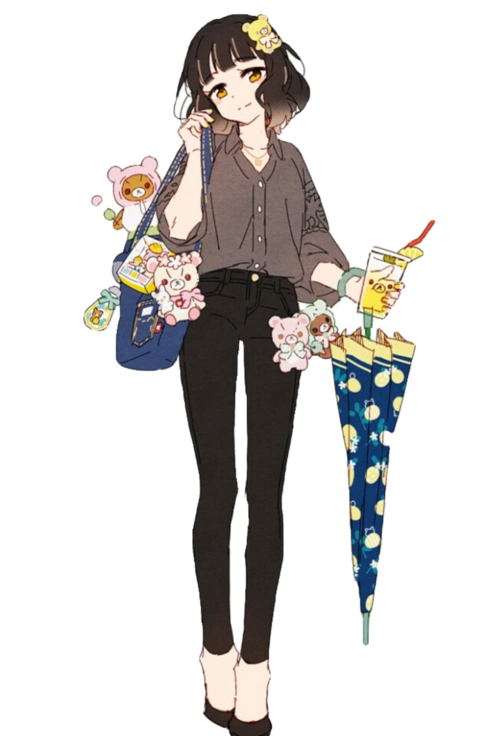 可爱少女 手帐免扣素材人物