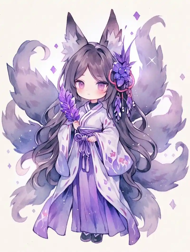 紫色九尾狐古风壁纸 (((接定制)))