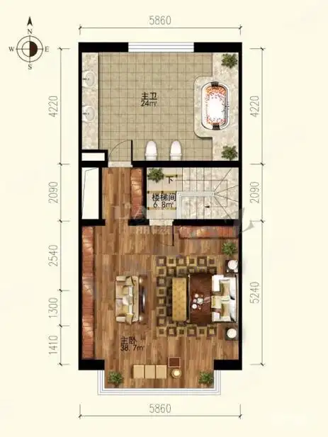 紫玉山庄三期新出联排别墅,4.8米挑空客厅,价格好