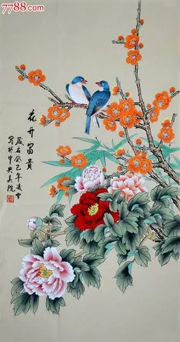 中*美院凌雪花鸟画《花开富贵》hn1270