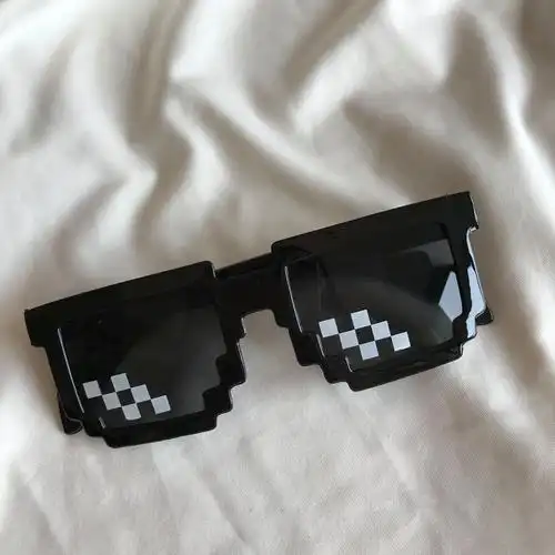 绿色原谅搞怪墨镜搞笑网红像素马赛克眼镜蹦迪耍酷个性装逼 小马单排