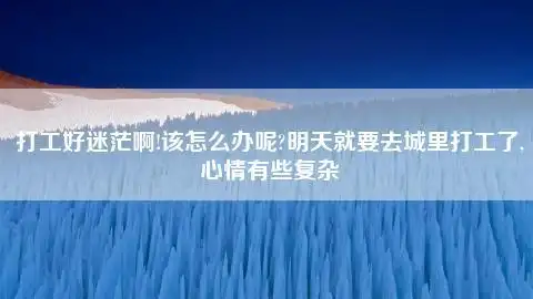 打工好迷茫啊!该怎么办呢?明天就要去城里打工了,心情有些复杂-稻草号