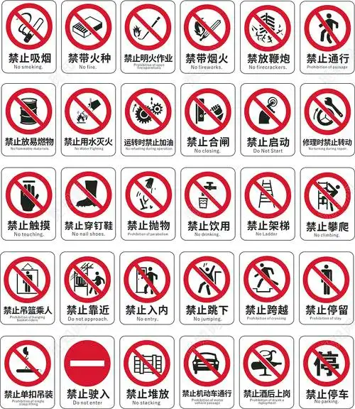 简约风安全标识警示牌禁止吸烟禁止跨越禁止停车