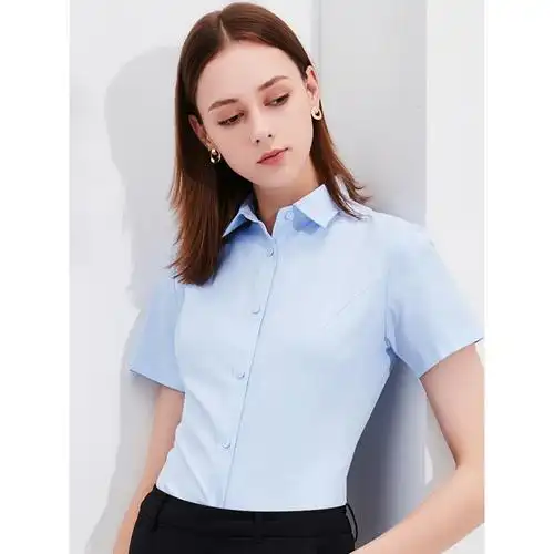 罗蒙夏季短袖白衬衫女士长商务休闲寸衫上班职业工正装韩版衬衣_mvmwl
